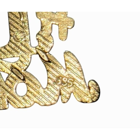 14K Yellow Gold #1 MOM Pendant Charm 585 Signed Mark Anthony 1.1g Textured Gift - Picture 6 of 11